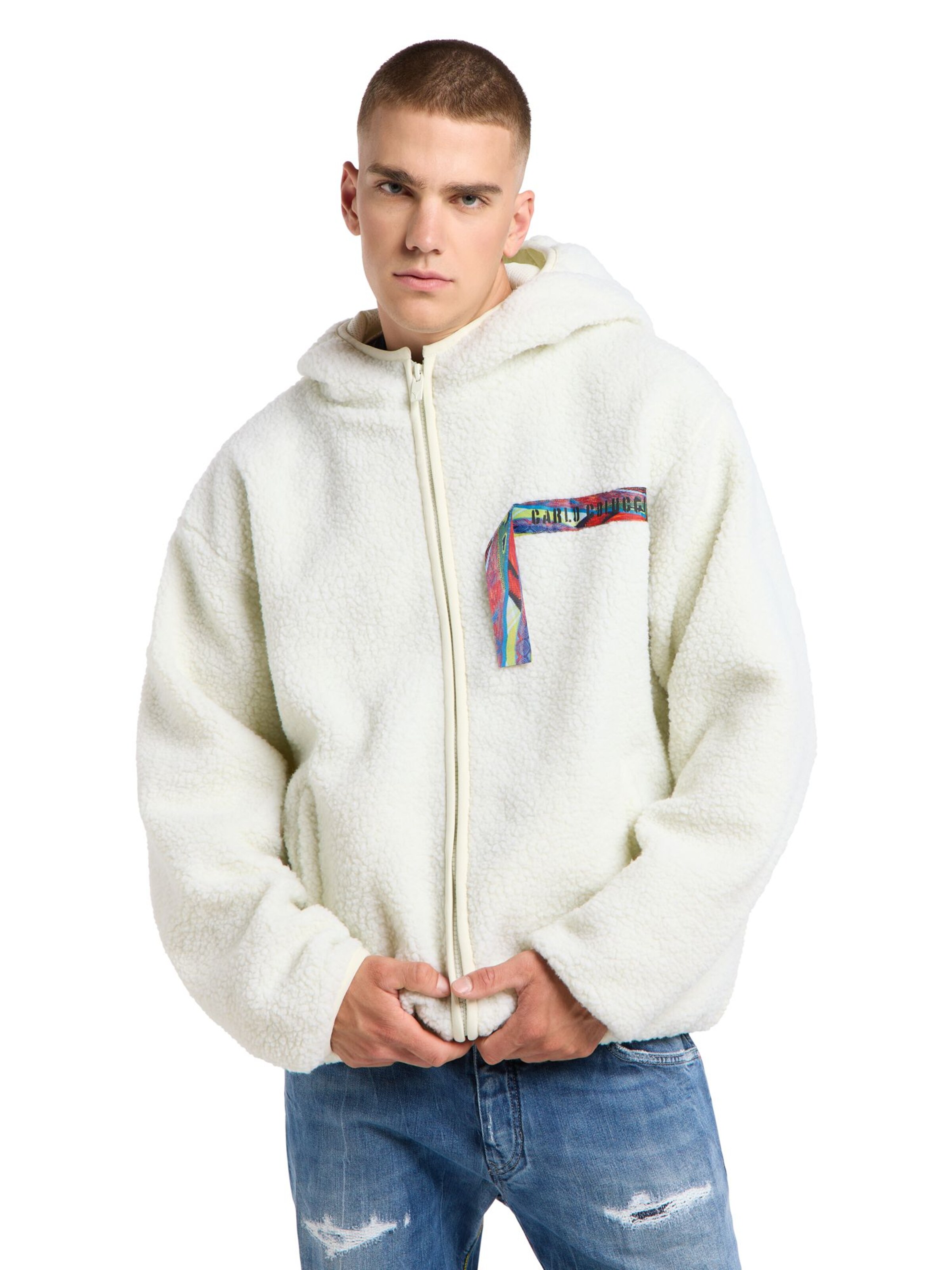 Veste en polaire 'Faietti' Carlo Colucci en blanc : devant