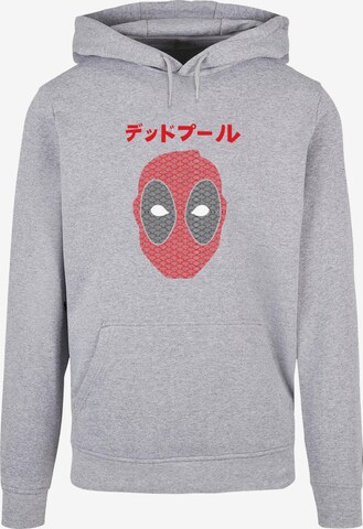 ABSOLUTE CULT Sweatshirt 'Deadpool - Japanese Seigaiha Head' in Grey: front