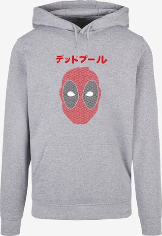 ABSOLUTE CULT Sweatshirt 'Deadpool - Japanese Seigaiha Head' in Grau: predná strana
