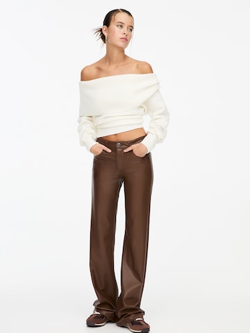 Pull&Bear Wide leg Byxa i brun