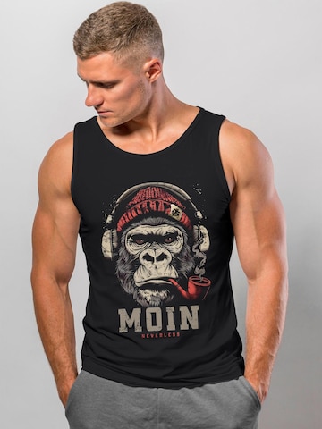 Neverless Shirt 'Moin Monkey Anker' in Black: front