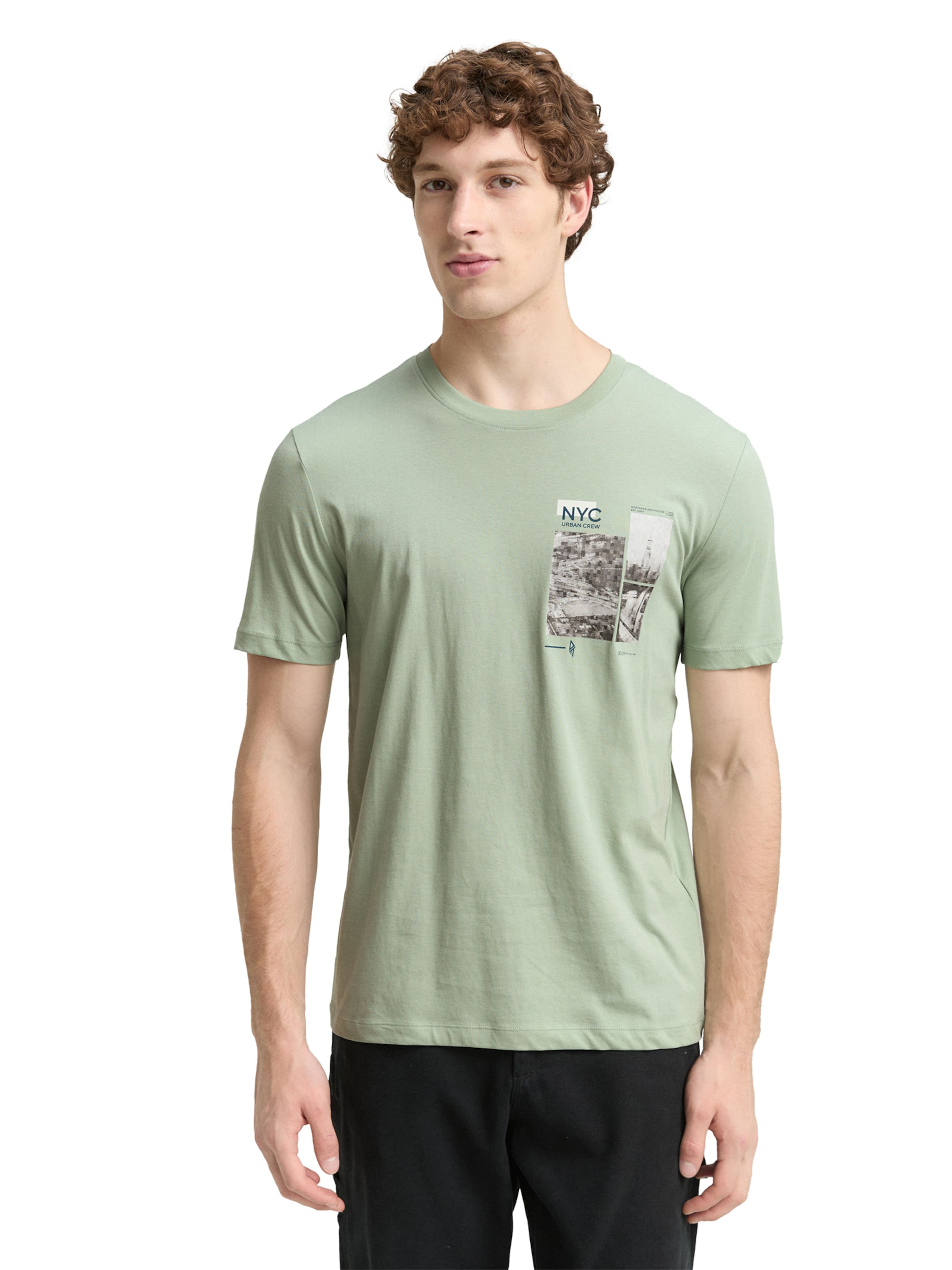 T-Shirt TOM TAILOR DENIM en vert : devant