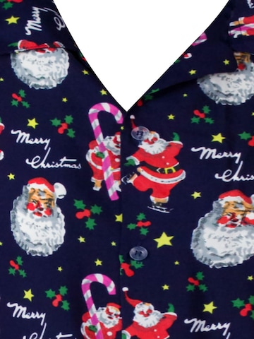 King Kameha Regular Fit Hemd 'Christmas Candycane'‌‌‌‌‌‌‌‌ in Blau