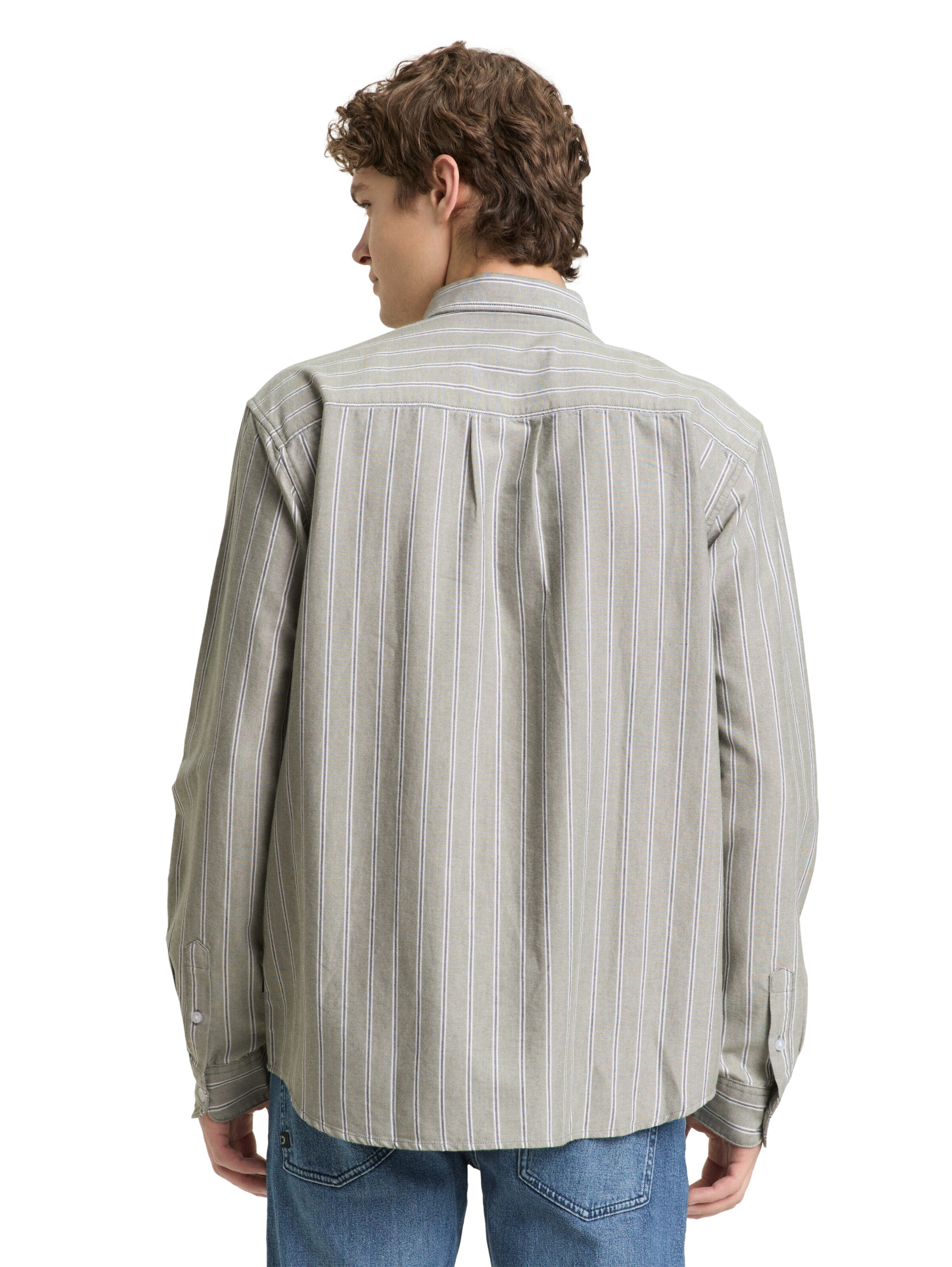 TOM TAILOR DENIM Comfort fit Button Up Shirt in Beige