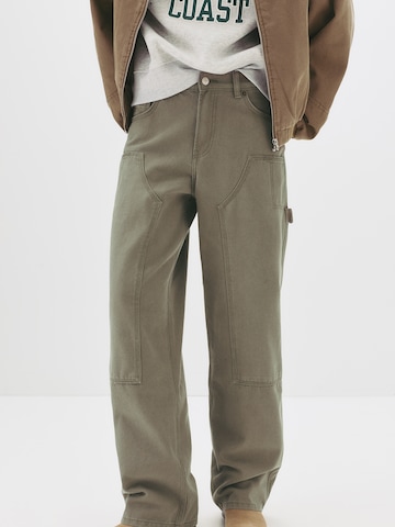 Pull&Bear Ohlapna forma Kavbojke | zelena barva: sprednja stran