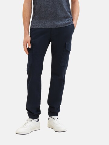 TOM TAILOR Tapered Cargobroek in Blauw: voorkant