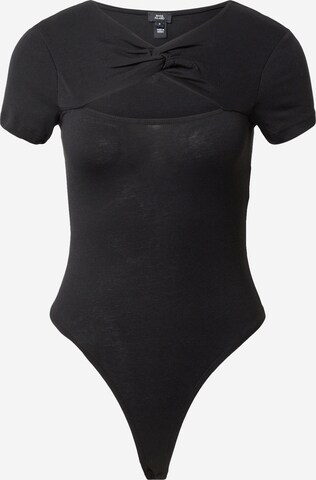 River Island Shirt bodysuit in Black: front