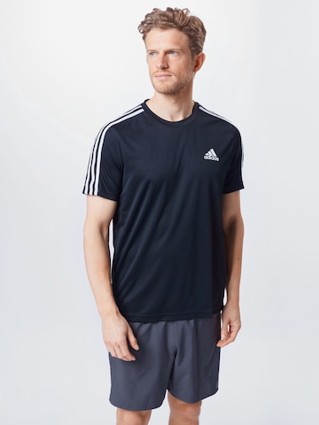 ADIDAS SPORTSWEAR Performance Shirt 'Aeroready Designed To Move 3-Stripes' in Black: front