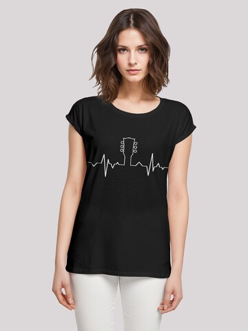 F4NT4STIC T-Shirt 'Gitarre Heartbeat' in Schwarz: Vorderseite