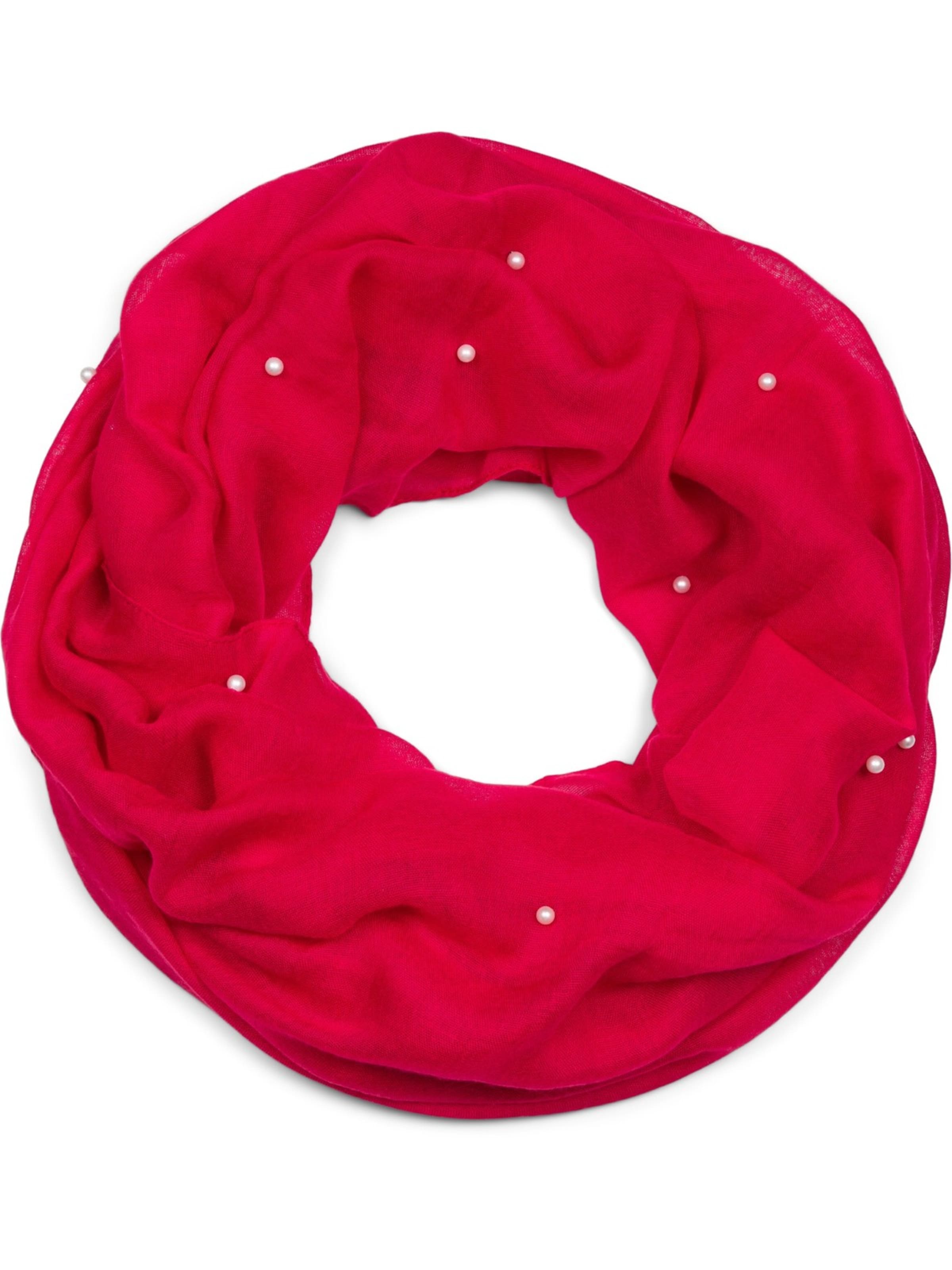 styleBREAKER Schlauchschal 'Loop Schal mit Perlen Applikation'‌‌‌ in Rot: Vorderseite