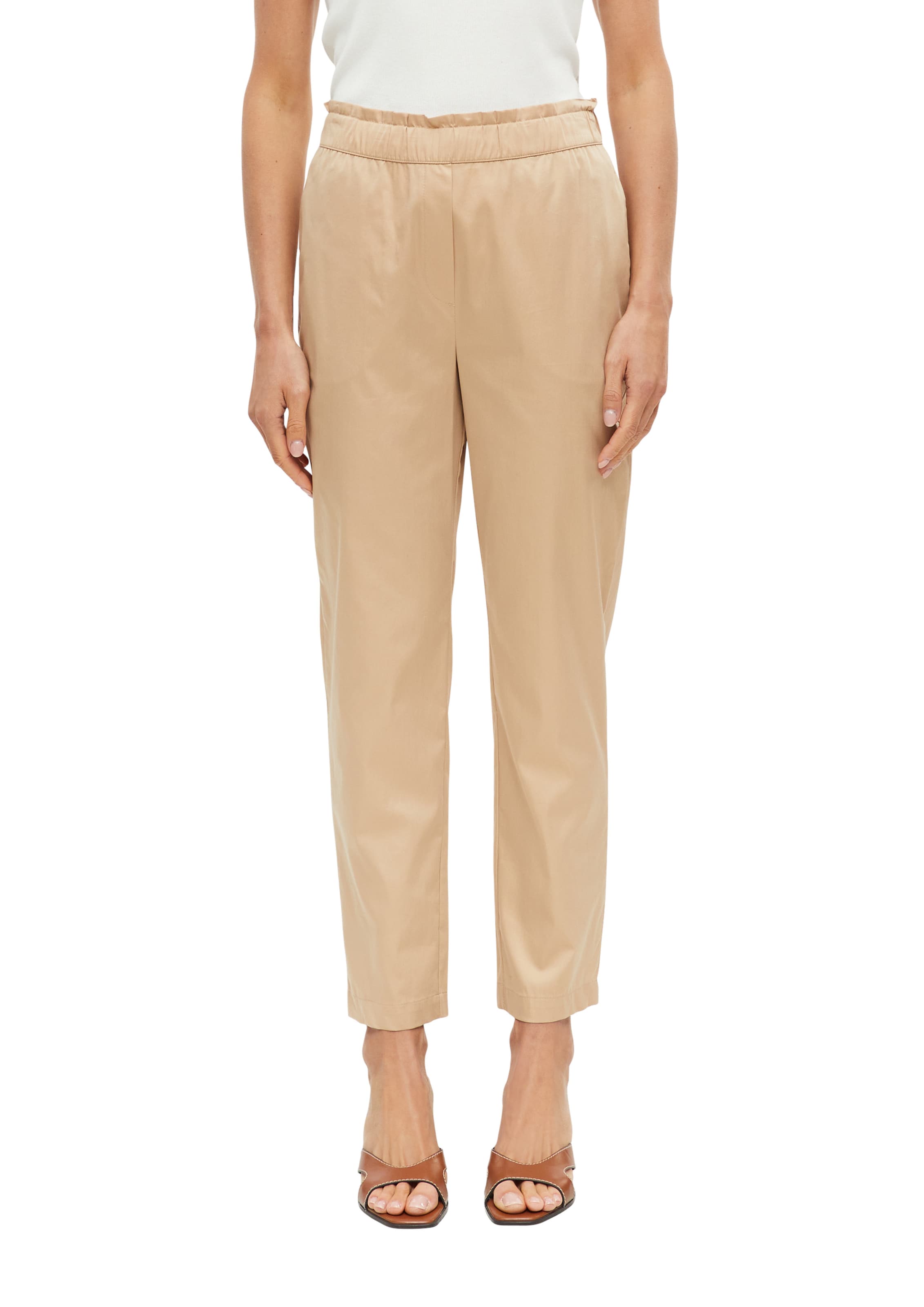 s.Oliver BLACK LABEL Tapered Housut värissä beige: etupuoli