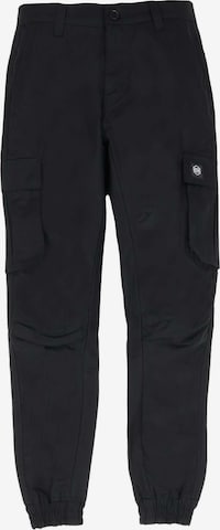 DOLLY NOIRE Tapered Cargo Pants in Black: front