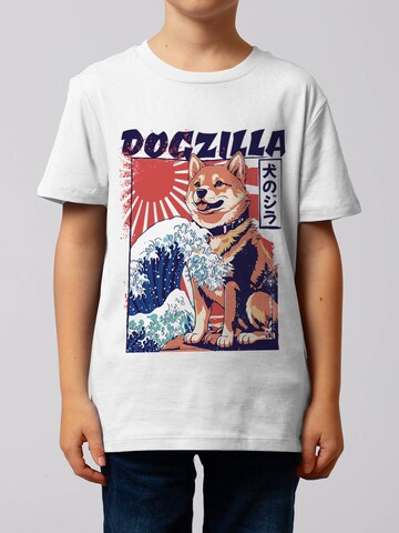 watabout.kids Shirt 'Dogzilla' in Wit: voorkant