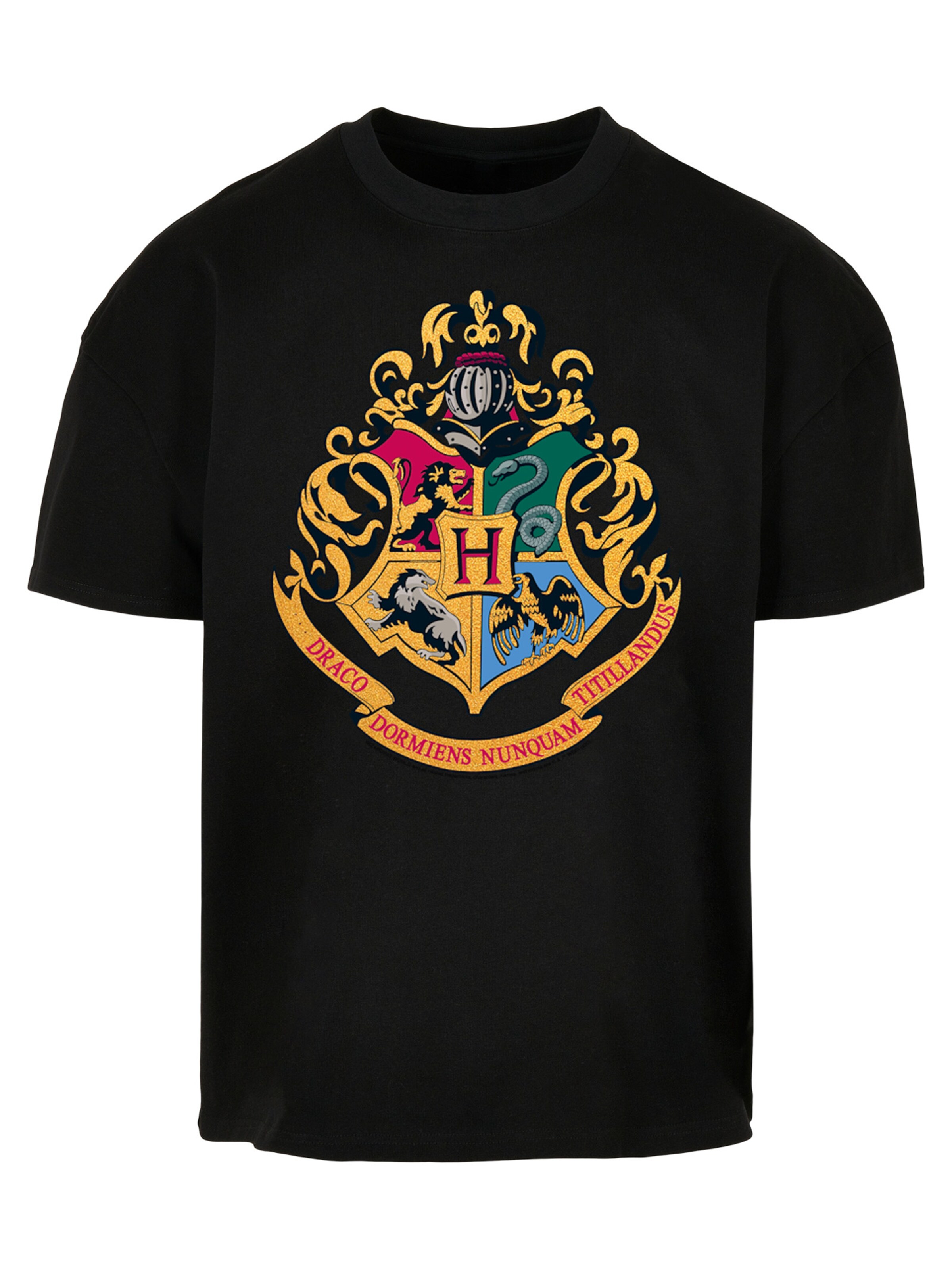 F4NT4STIC Shirt 'Harry Potter Hogwarts' in Zwart: voorkant