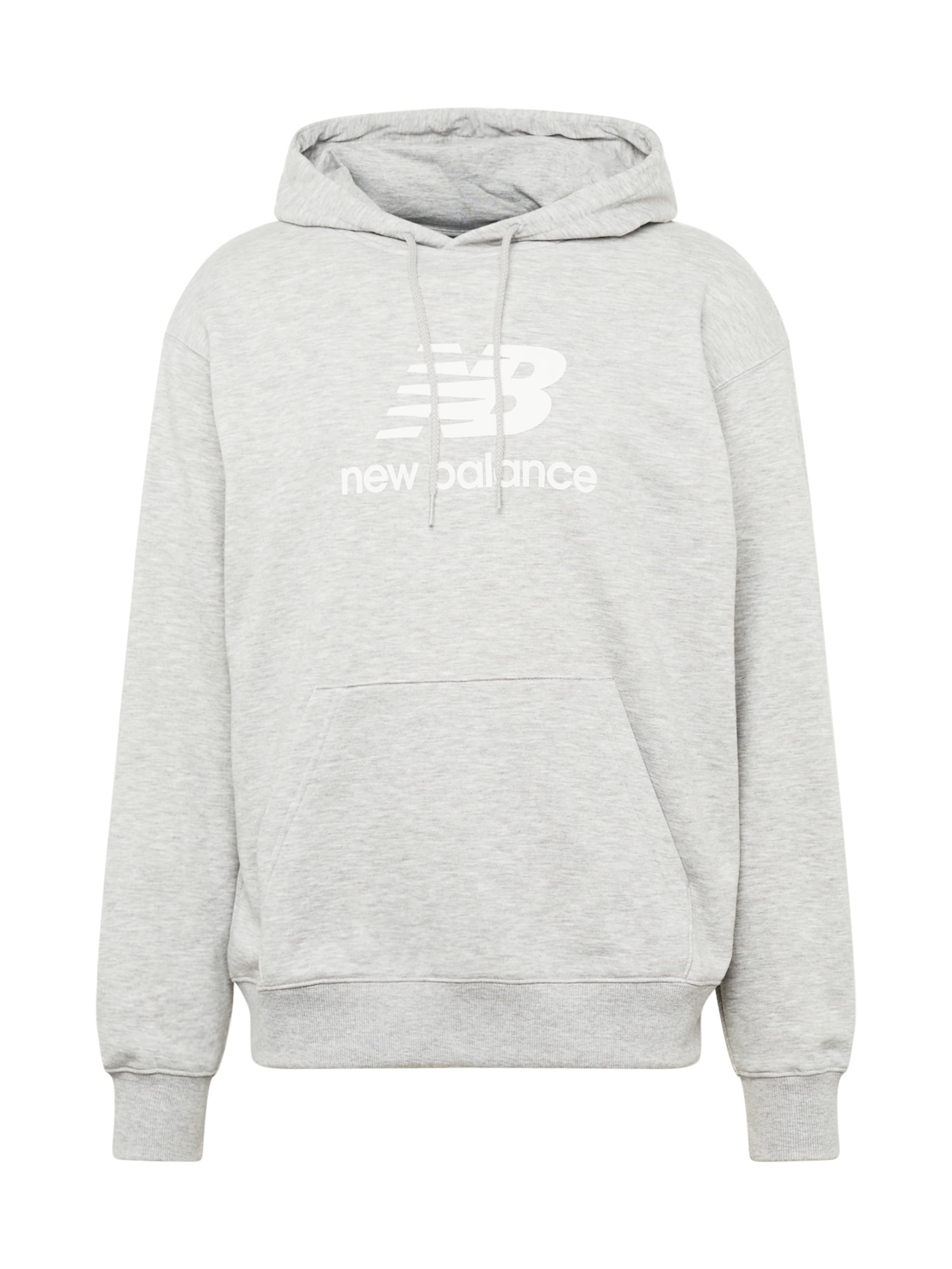 new balance Sweatshirt 'ESSENTIALS' in hellgrau / weiß, Produktansicht
