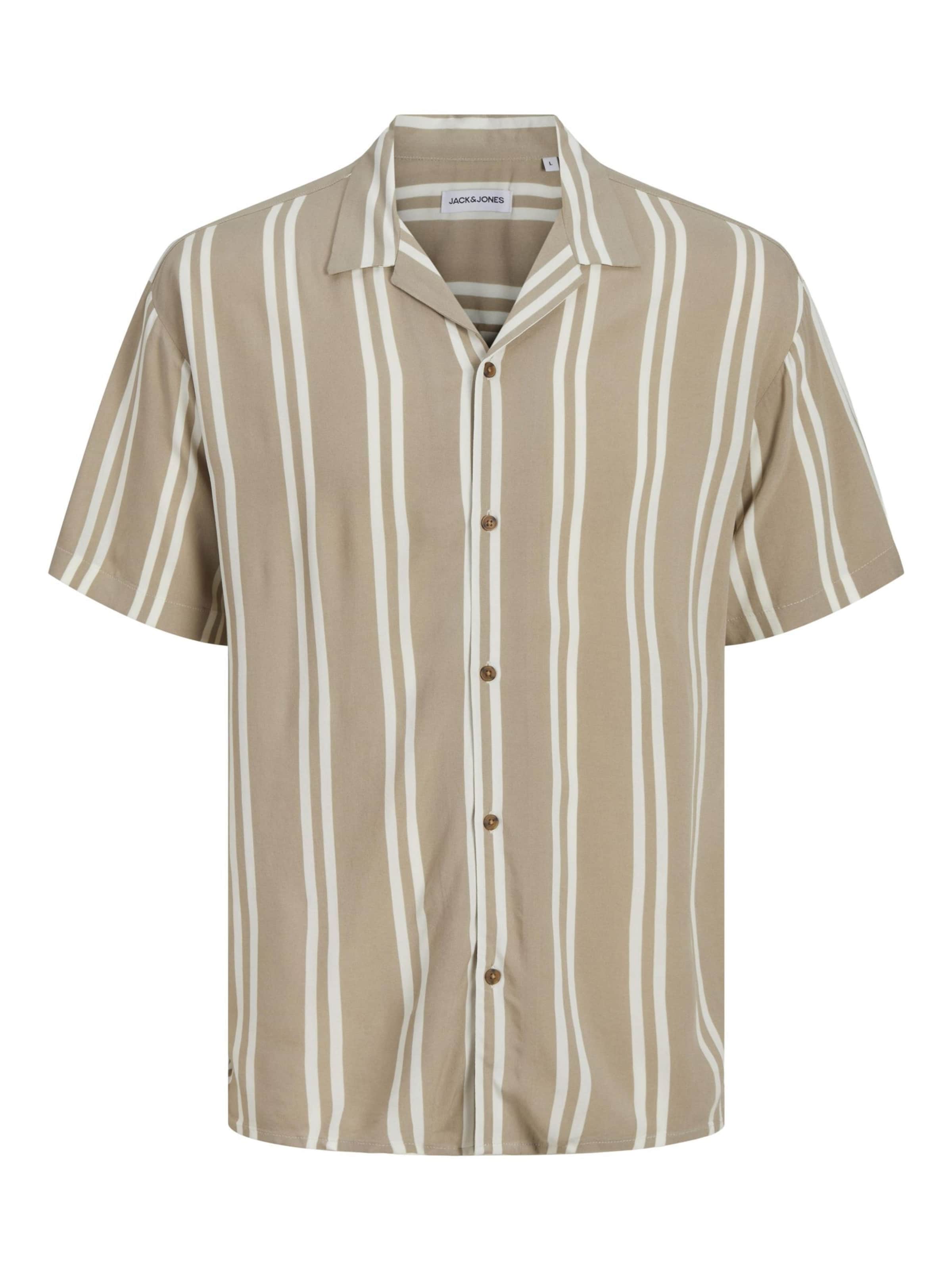 JACK & JONES Comfort fit Button Up Shirt 'JJEJeff' in Beige: front