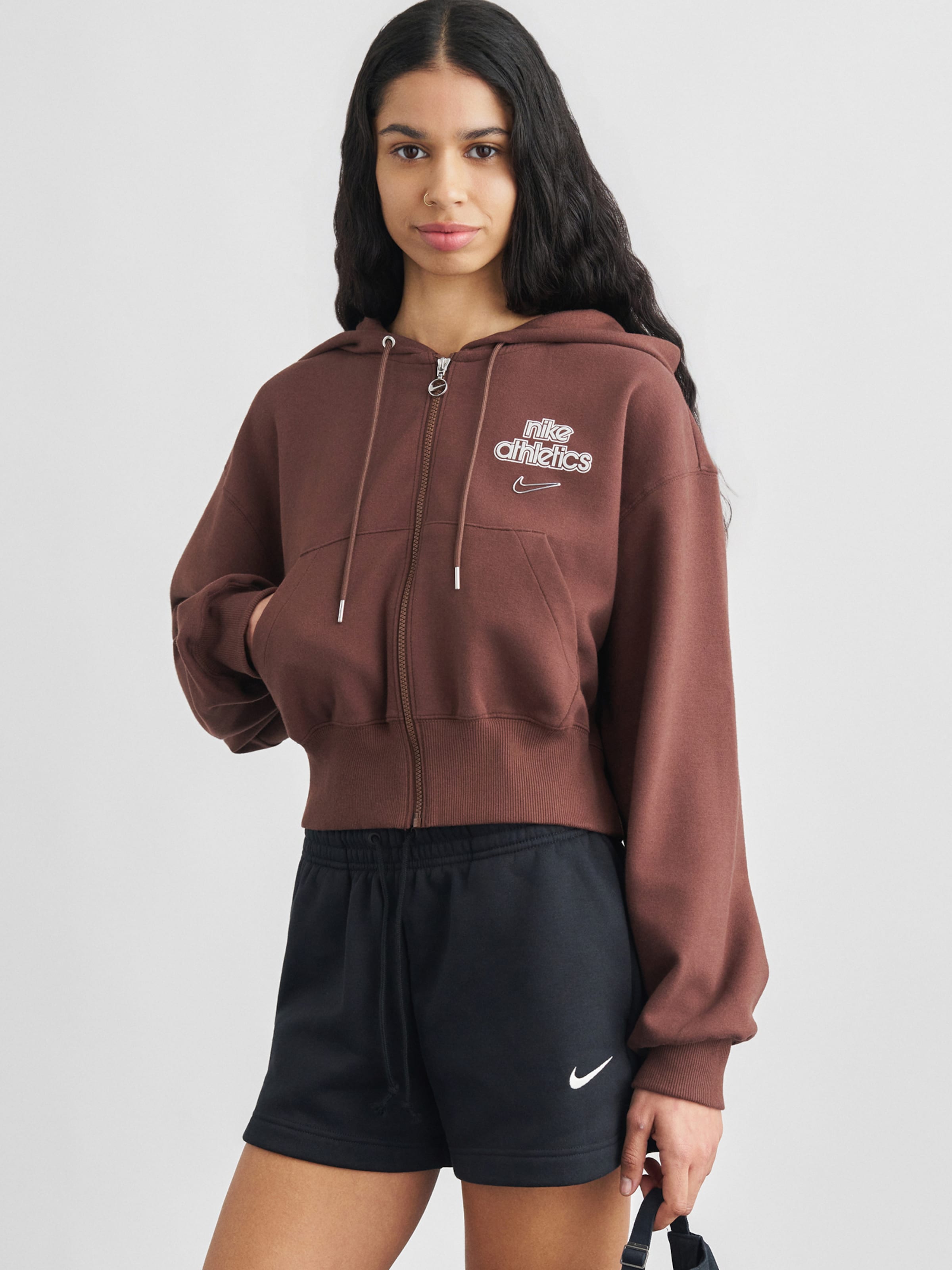 Nike Sportswear Zip-Up Hoodie 'PHNX FLC' in Chestnut Brown | ABOUT YOU