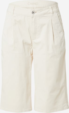 TAIFUN Szabványos Élére vasalt nadrágok - fehér: elől
