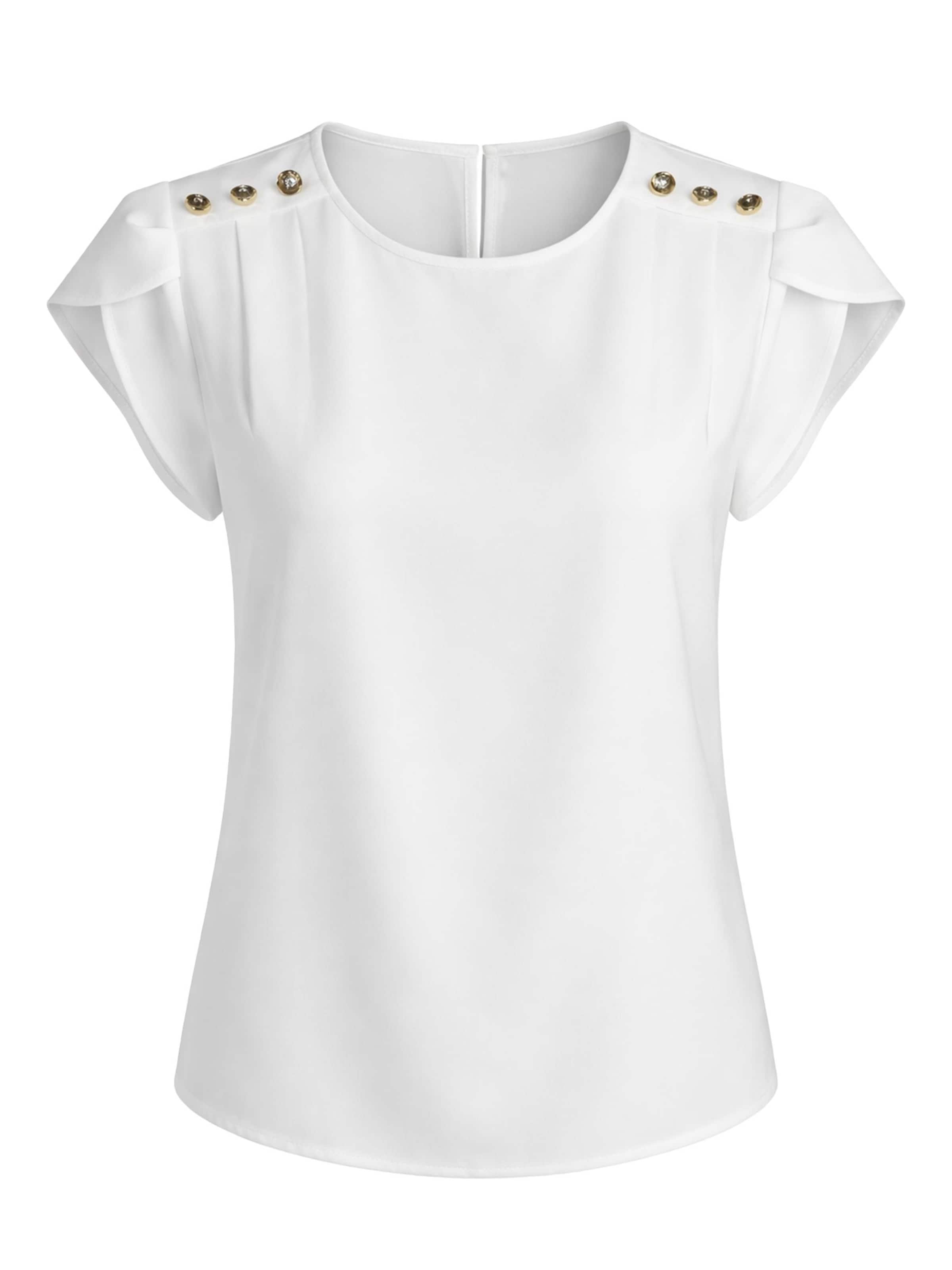 Chemisier 'Short Sleeve Blouse with Decorative Shoulder Buttons' REGINA FASHION en blanc : devant