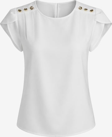 Chemisier 'Short Sleeve Blouse with Decorative Shoulder Buttons' REGINA FASHION en blanc : devant
