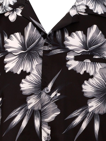 King Kameha Shirt 'Mono Flowers' in Grijs