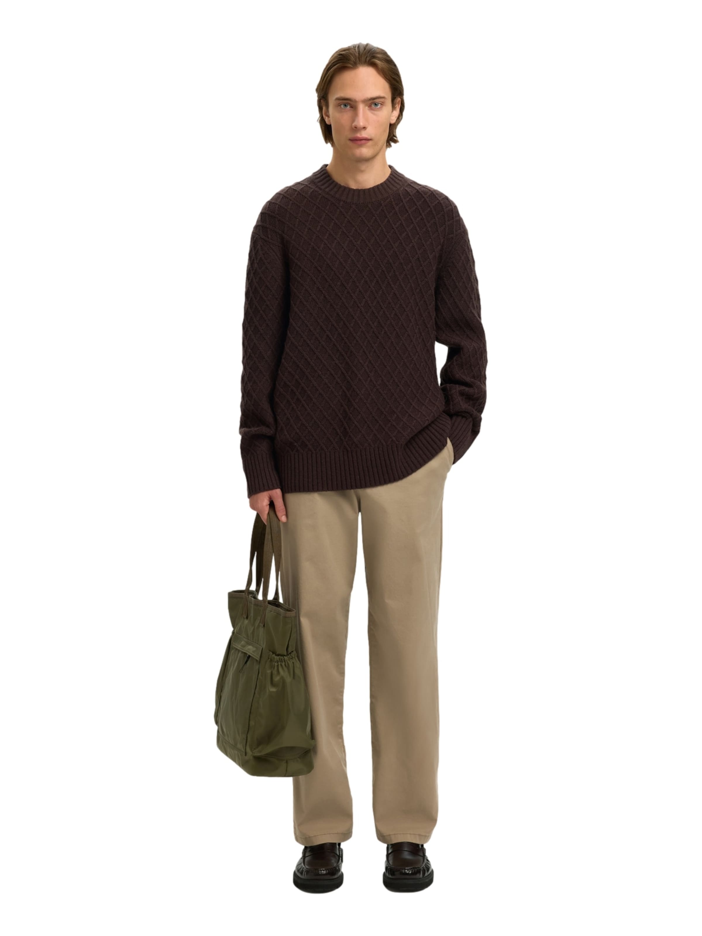 SELECTED Sveter - Hnedá