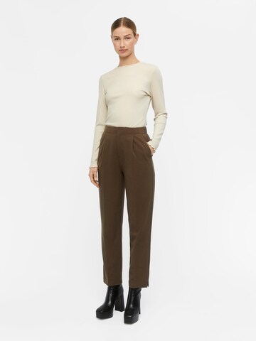 OBJECT Loose fit Pleat-Front Pants 'Sanni' in Brown