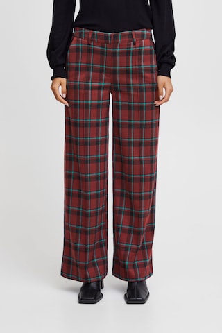 ICHI Regular Pants in Red: front