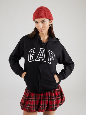 GAP - Sudadera con cremallera 'HERITAGE' en negro: frente