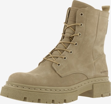 G-Star RAW Lace-Up Ankle Boots 'KAFEY HGH LACE NUB' in Beige: front