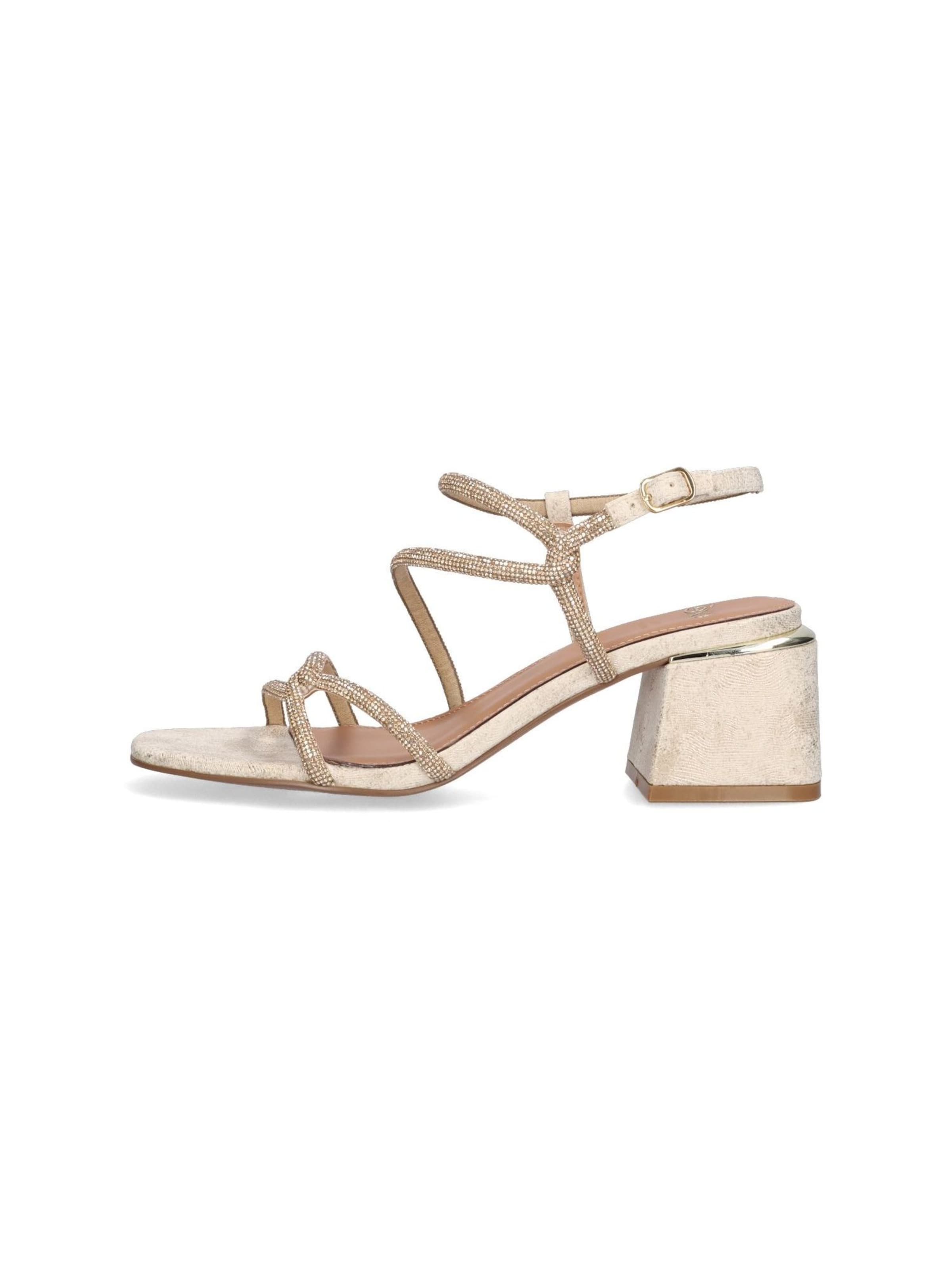 EXE - Sandalias con hebilla 'CARMEN-777' en oro: frente