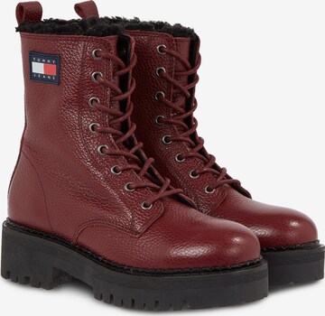 Tommy Jeans Lace-Up Ankle Boots in Red