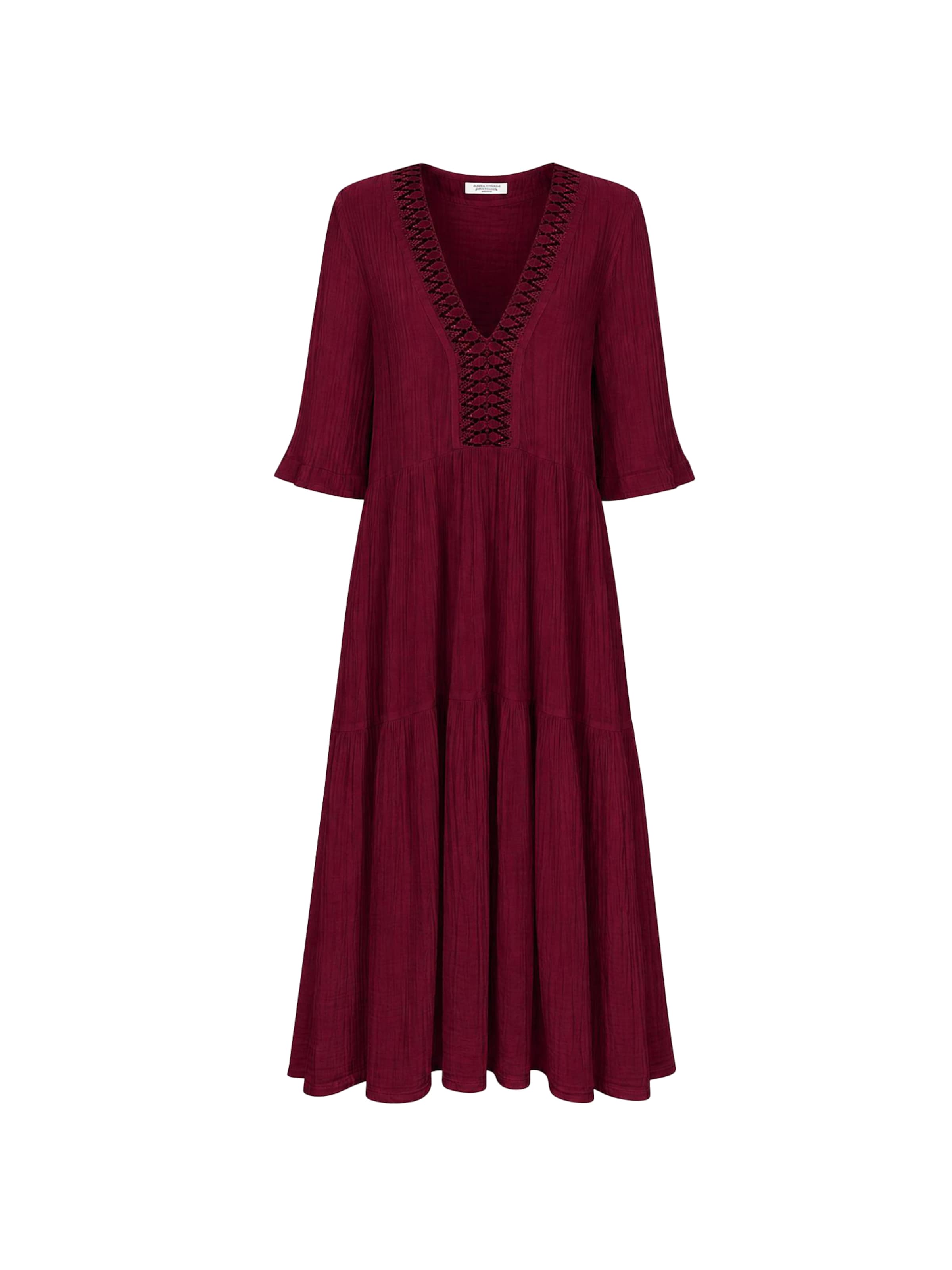 Haris Cotton Mekko 'Maxi Dress in Textured Cotton with Laced Trim V Neck' värissä lila: etupuoli