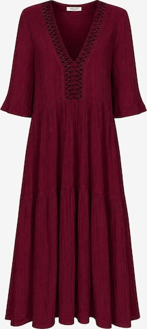 Haris Cotton Mekko 'Maxi Dress in Textured Cotton with Laced Trim V Neck' värissä lila: etupuoli