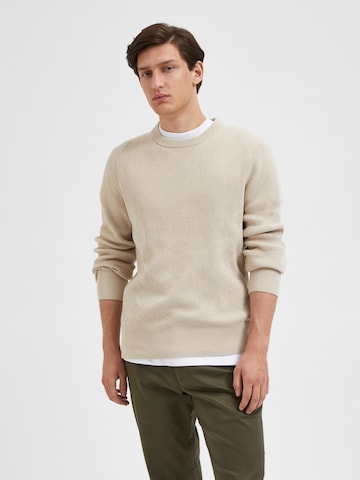 SELECTED HOMME Sweater 'Rodney' in Beige: front