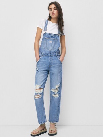 Pull&Bear Regular Tuinbroek jeans in Blauw: voorkant