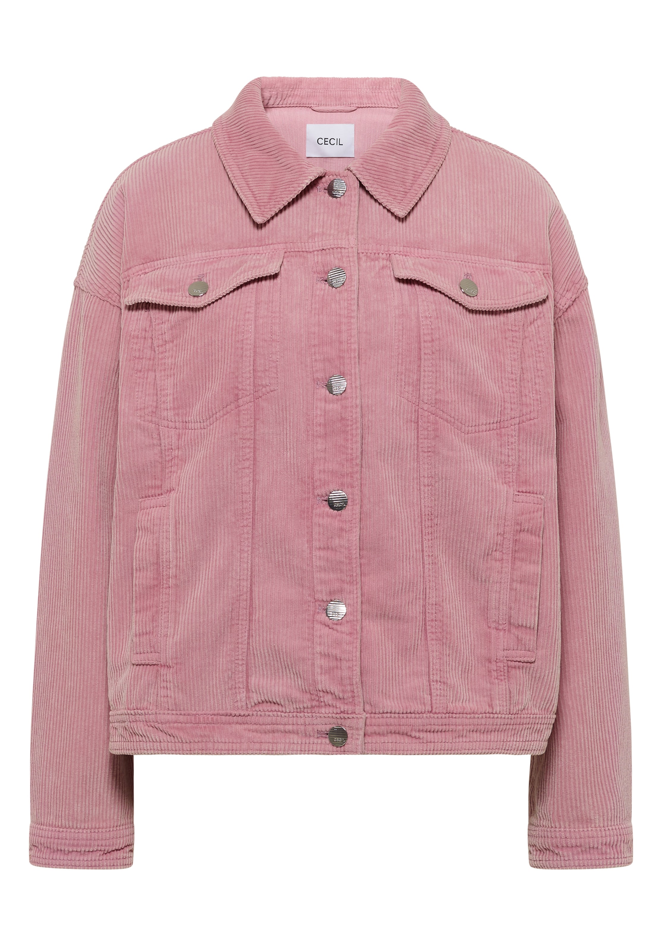 CECIL Cord-Overshirt im Washed-Look in Pink: Vorderseite