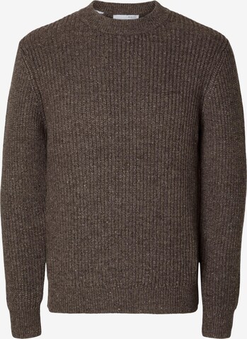 SELECTED HOMME Sweater 'LAND' in Brown: front