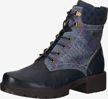 Laura Vita Lace-Up Ankle Boots in Blue: front