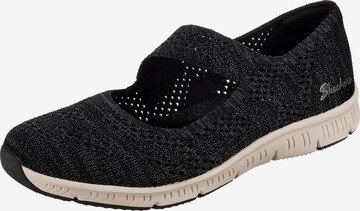 SKECHERS Ballet Flats with Strap in Black: front
