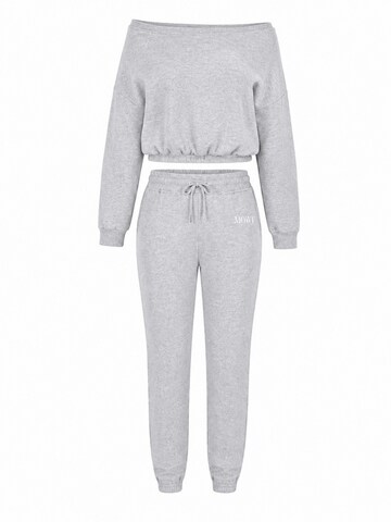 Mowi Fit Sweat suit 'Off-Shoulder Joggingpak' in Grey: front