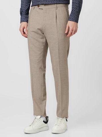 BOSS Black Regular Trousers with creases 'Genius' in Beige: front