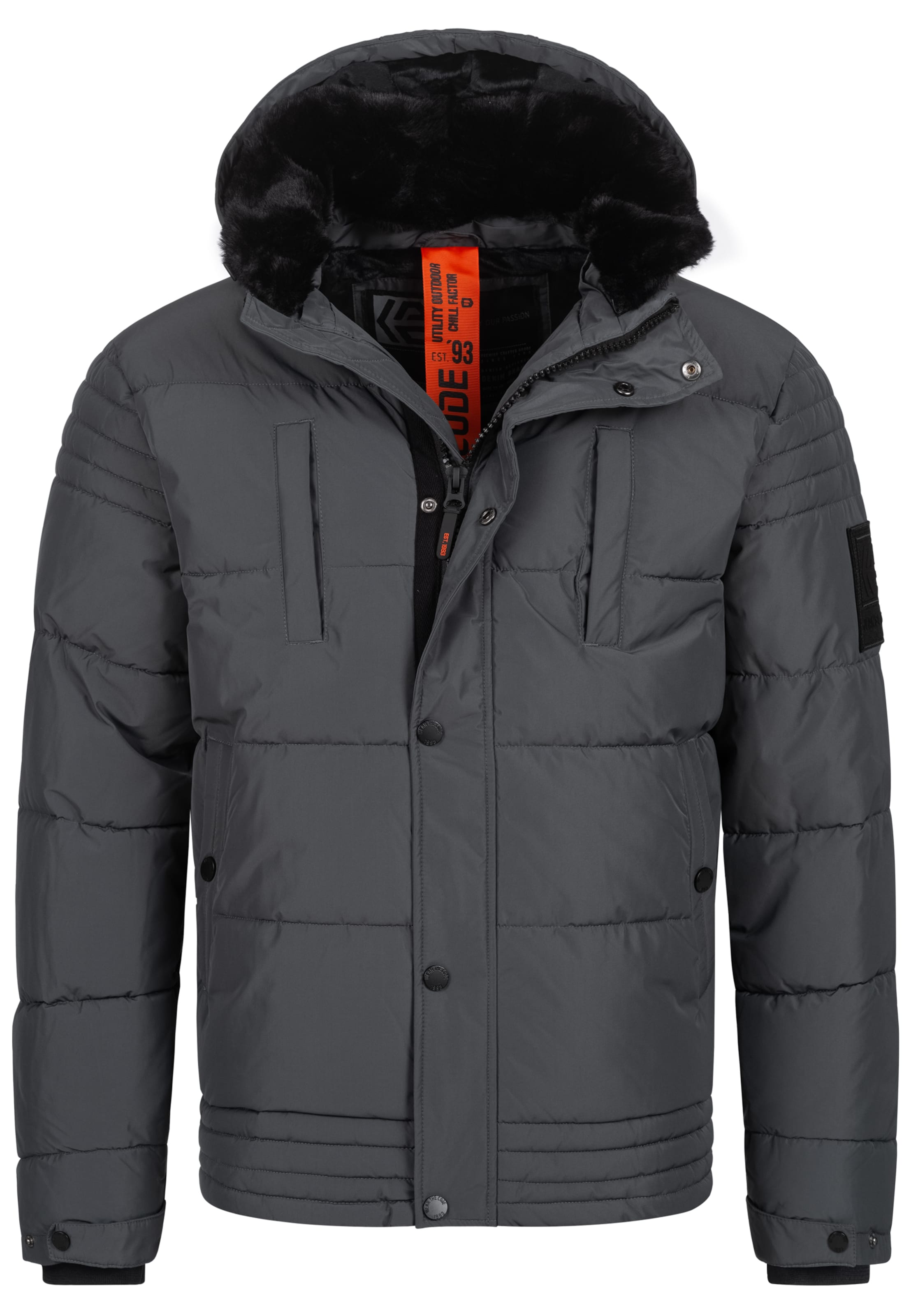 INDICODE JEANS Winterjas 'Blaise' in Grijs: voorkant