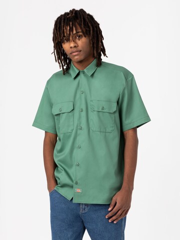 DICKIES Comfort fit Button Up Shirt 'work shirt' in Green: front
