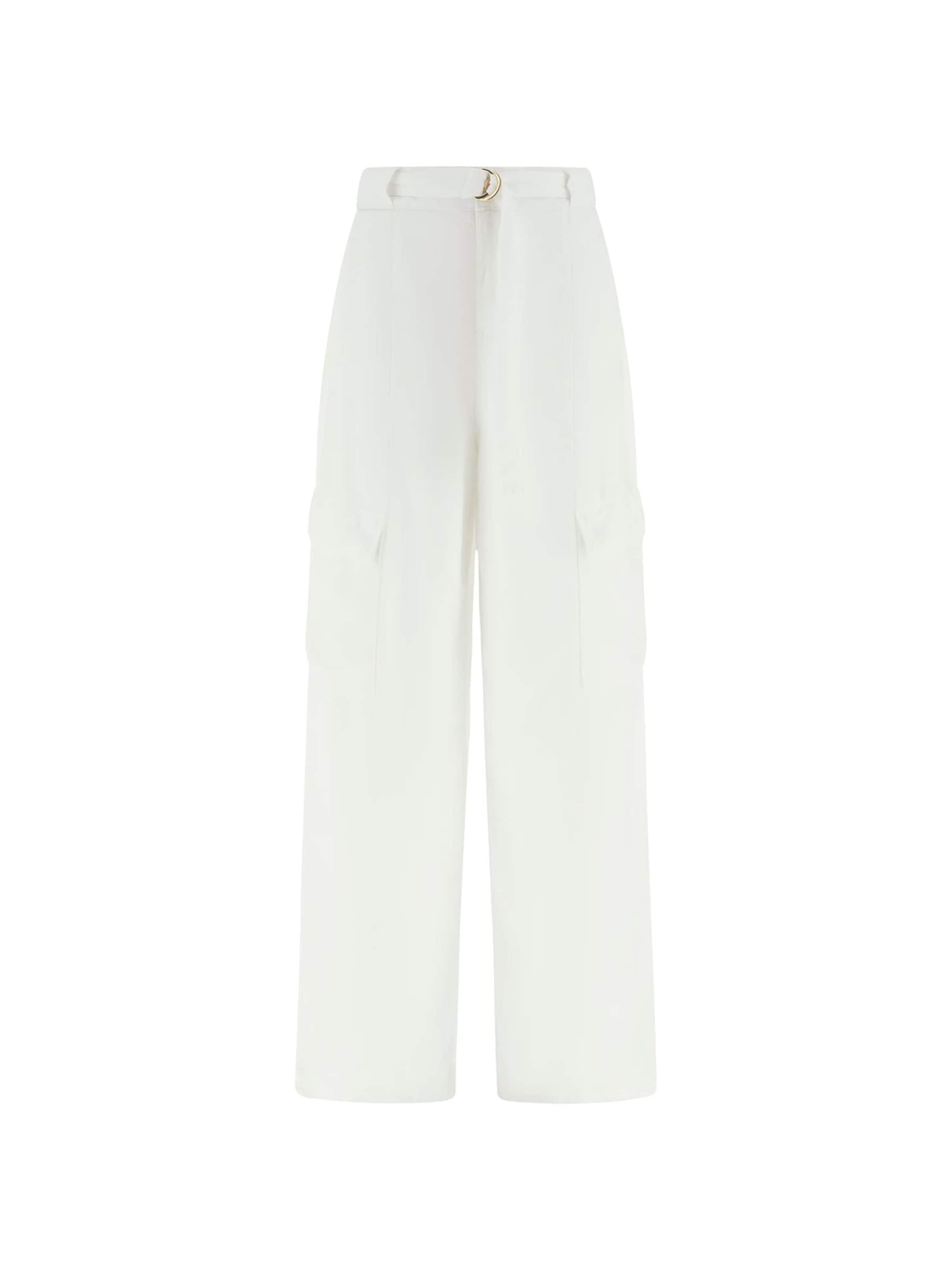 GUESS Wide leg Cargo Pants in White: front