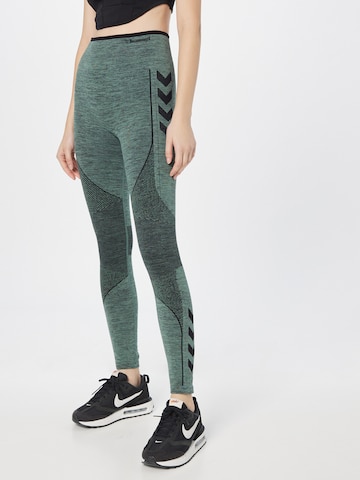 Hummel Skinny Workout Pants 'Aly' in Green: front