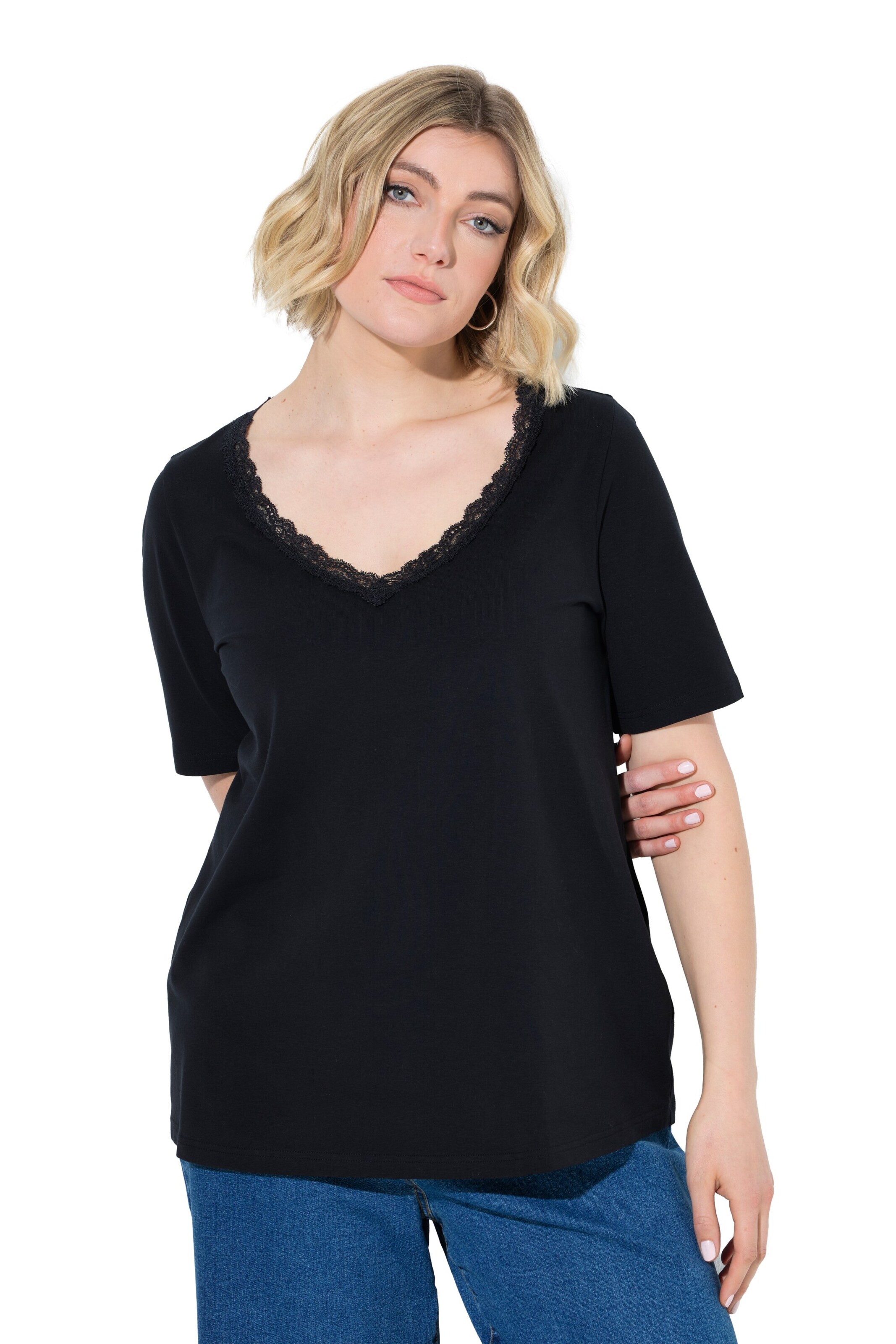 Ulla Popken Shirt in Schwarz: Vorderseite