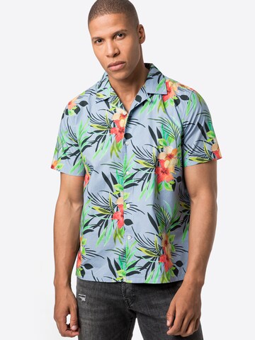 KnowledgeCotton Apparel Regular fit Button Up Shirt 'Wave' in Mixed colors: front