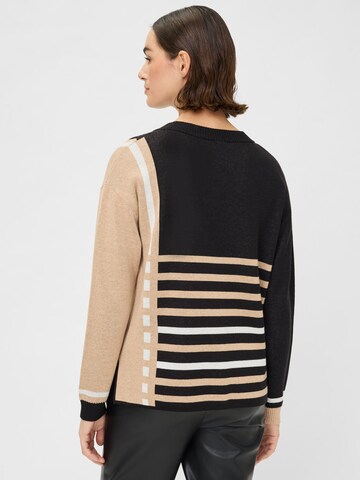 Olsen Feinstrickpullover, dekorativer Retro-Panneaux-Print als Eyecatcher, weich in Beige