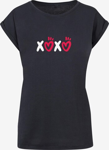 Merchcode Shirt 'Valentines Day - XOXO' in Blau: predná strana
